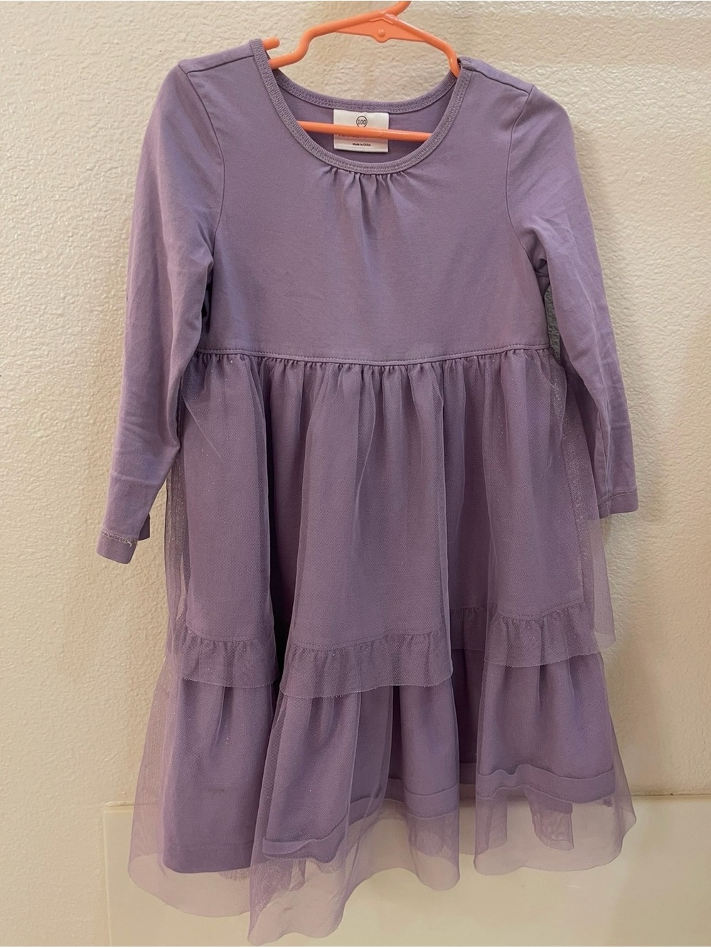 Lot of 2 size 4 Hanna Andersson Lavender Long-Sleeve Tulle Tiered Dress